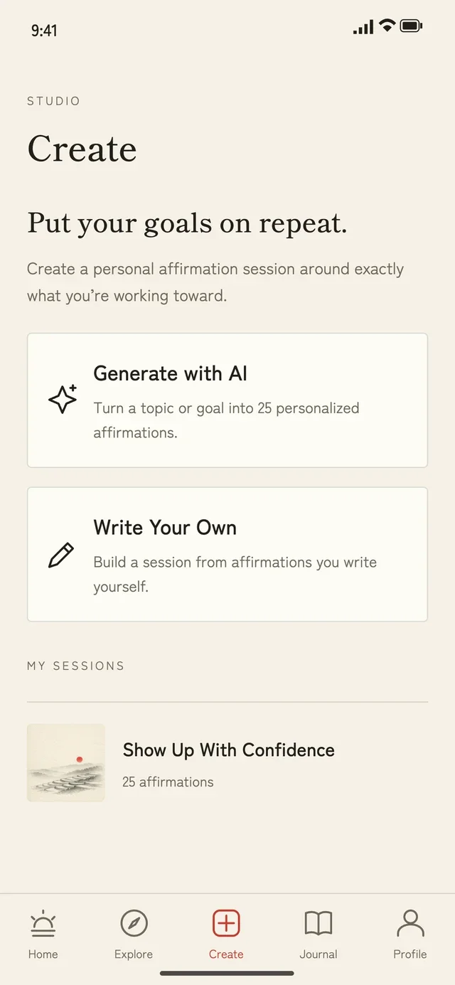 RiseWithin Create screen with Generate with AI and Write Your Own